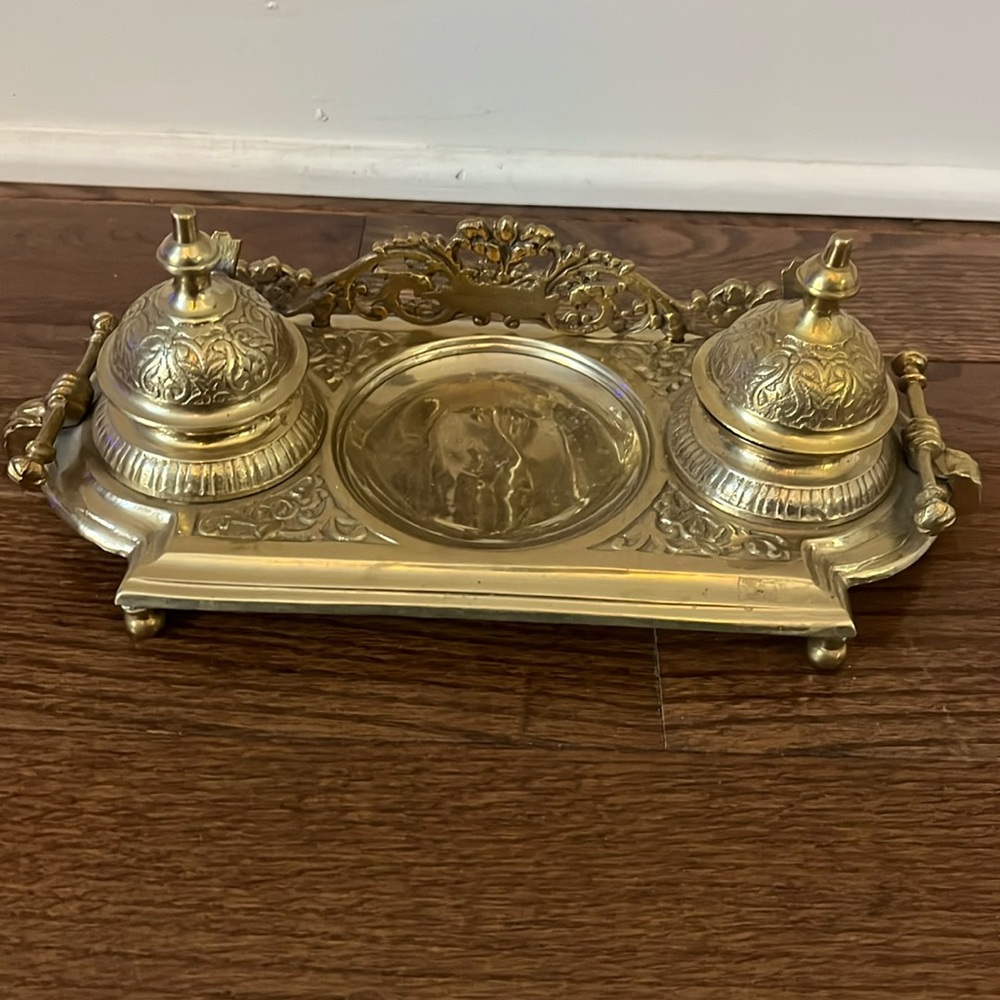 Vintage brass fountain ink holder